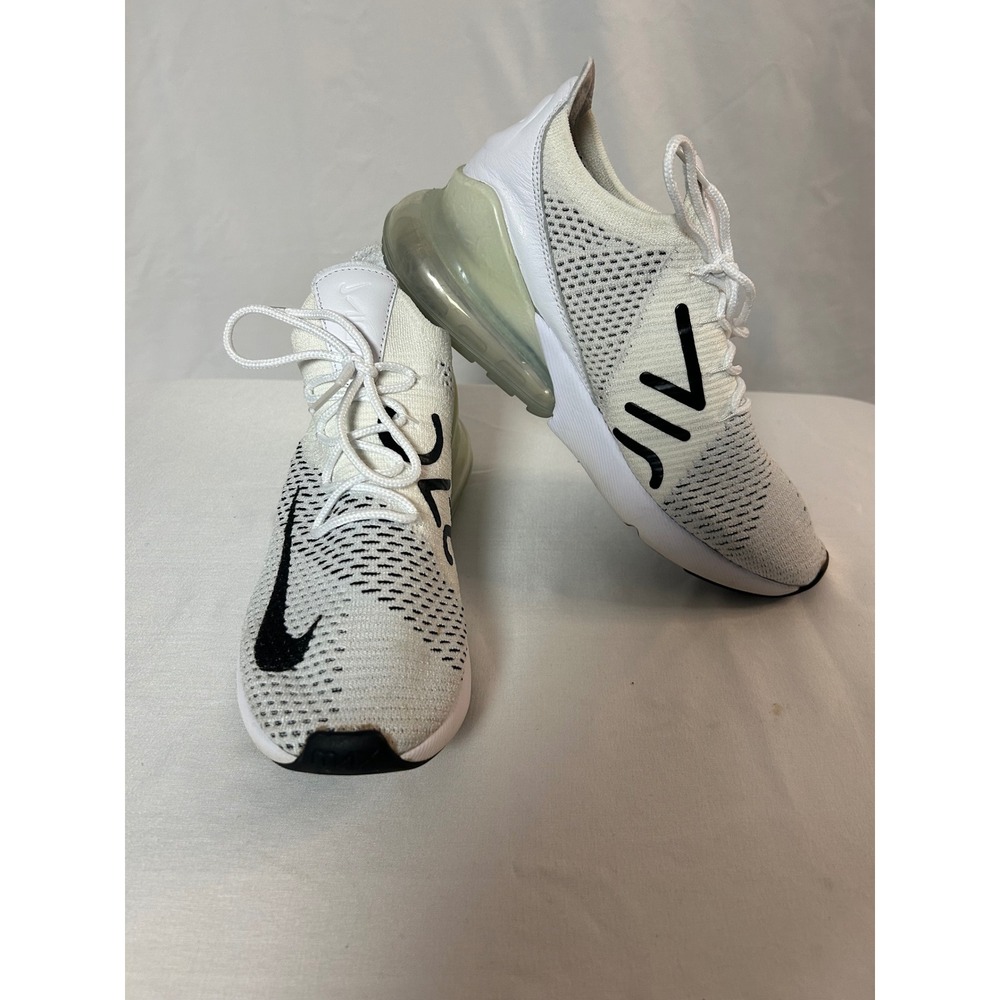 Nike Air Max 270 Flyknit White Black AH6803-100 Women's 8.5 Running Shoes